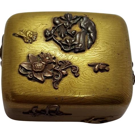 metal box asian characters hinged vintage|Vintage Asian Box .